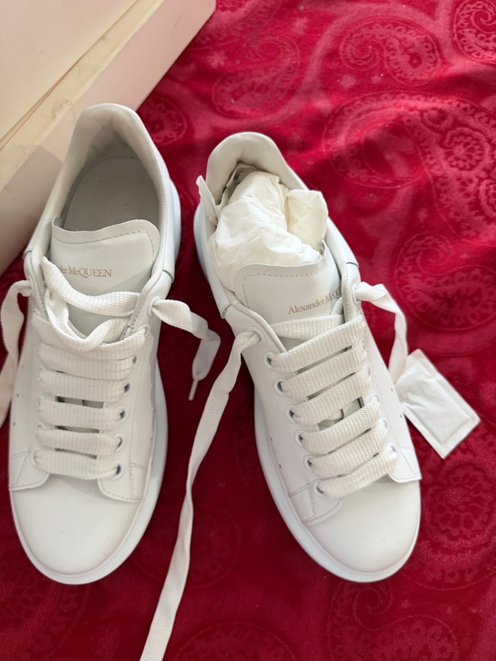 Alexander McQueen White Leather Platform Low-Top Sneakers